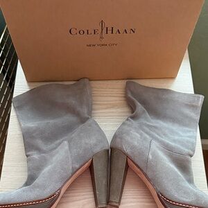 Cole Haan Women's Heeled Gray Suede Boots